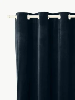 Westwing Collection Abdunkelnder Samt-Vorhang Rush mit Ösen, 2 Stück