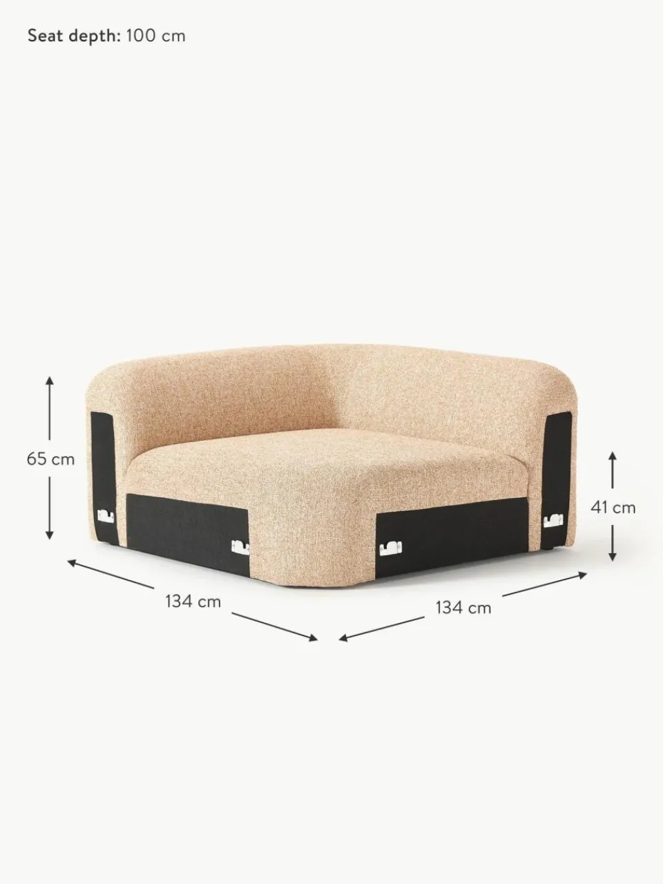 Westwing Collection Abgerundetes Eckmodul Wolke aus Bouclé