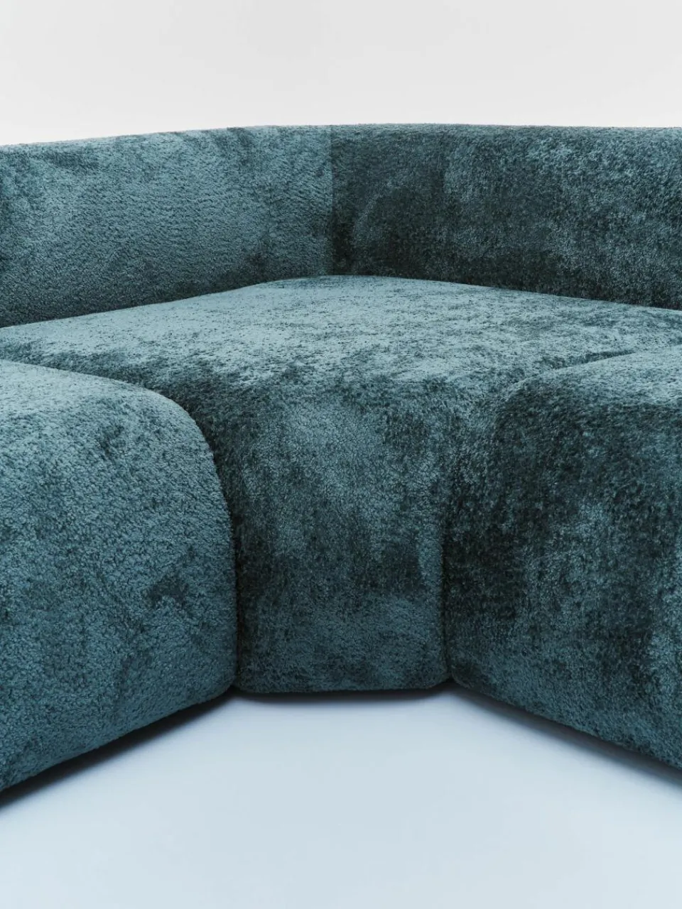 Westwing Collection Abgerundetes Eckmodul Wolke aus Teddy-Bouclé