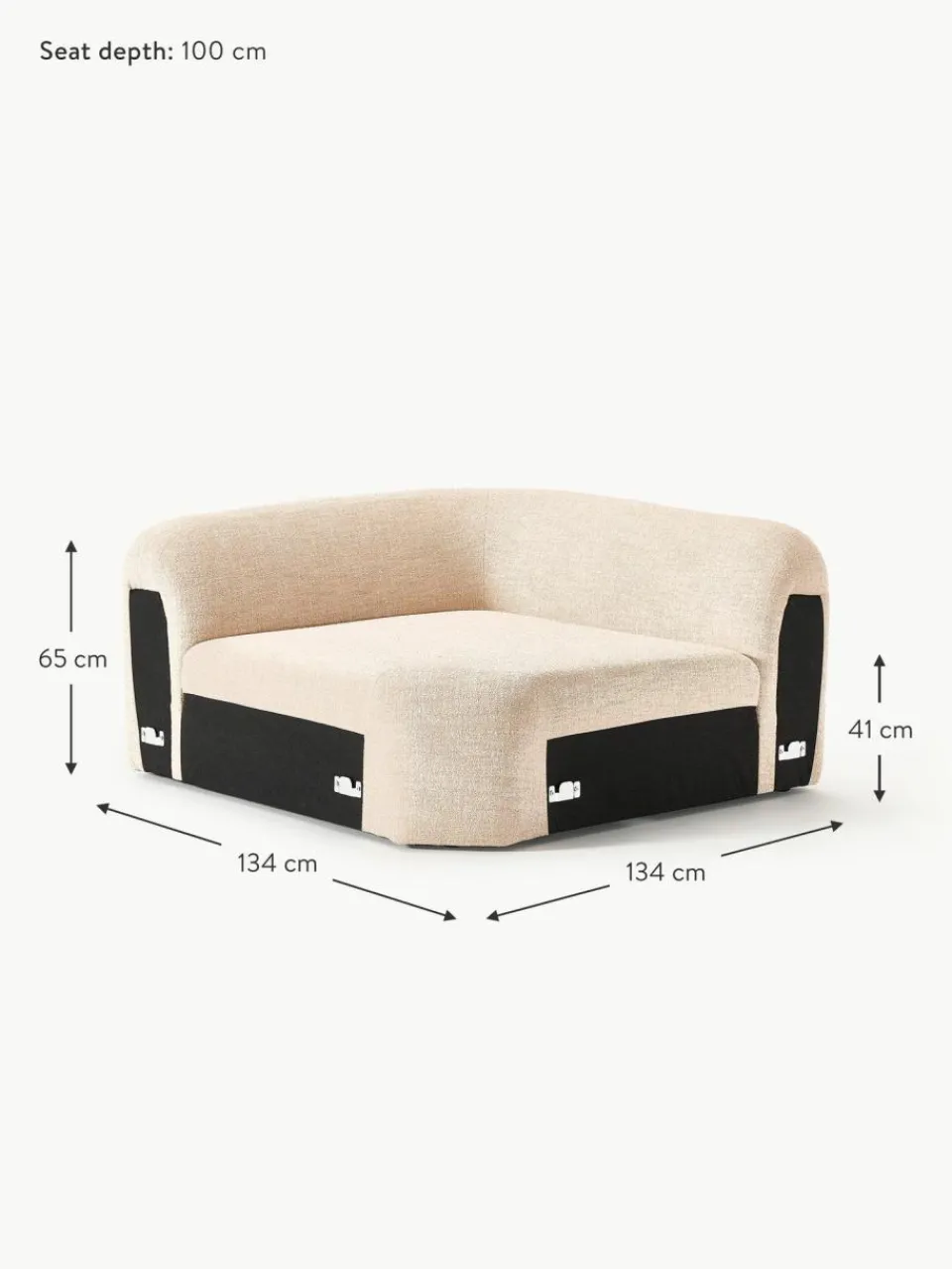 Westwing Collection Abgerundetes Eckmodul Wolke aus Bouclé