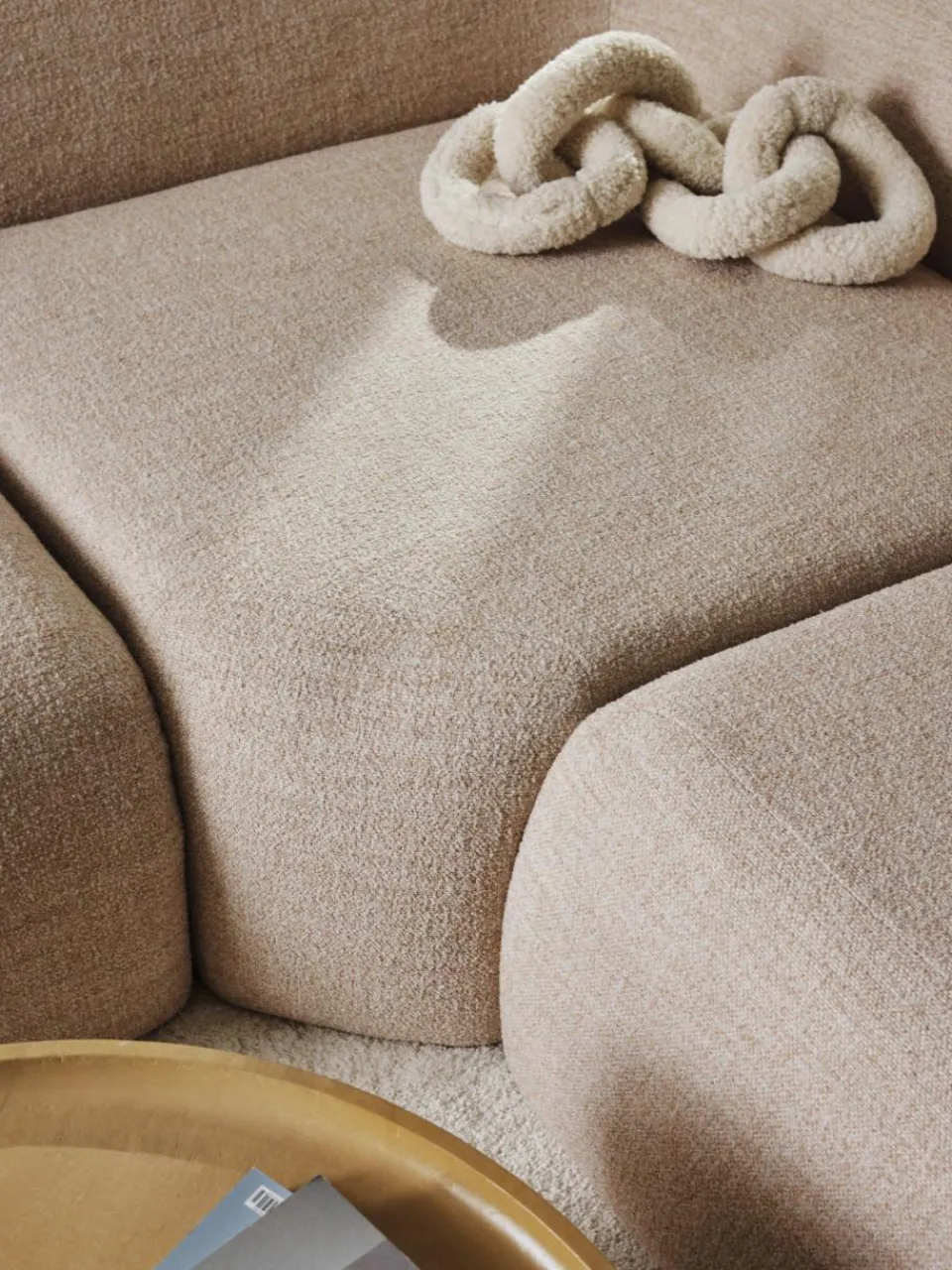 Westwing Collection Abgerundetes Eckmodul Wolke aus Bouclé