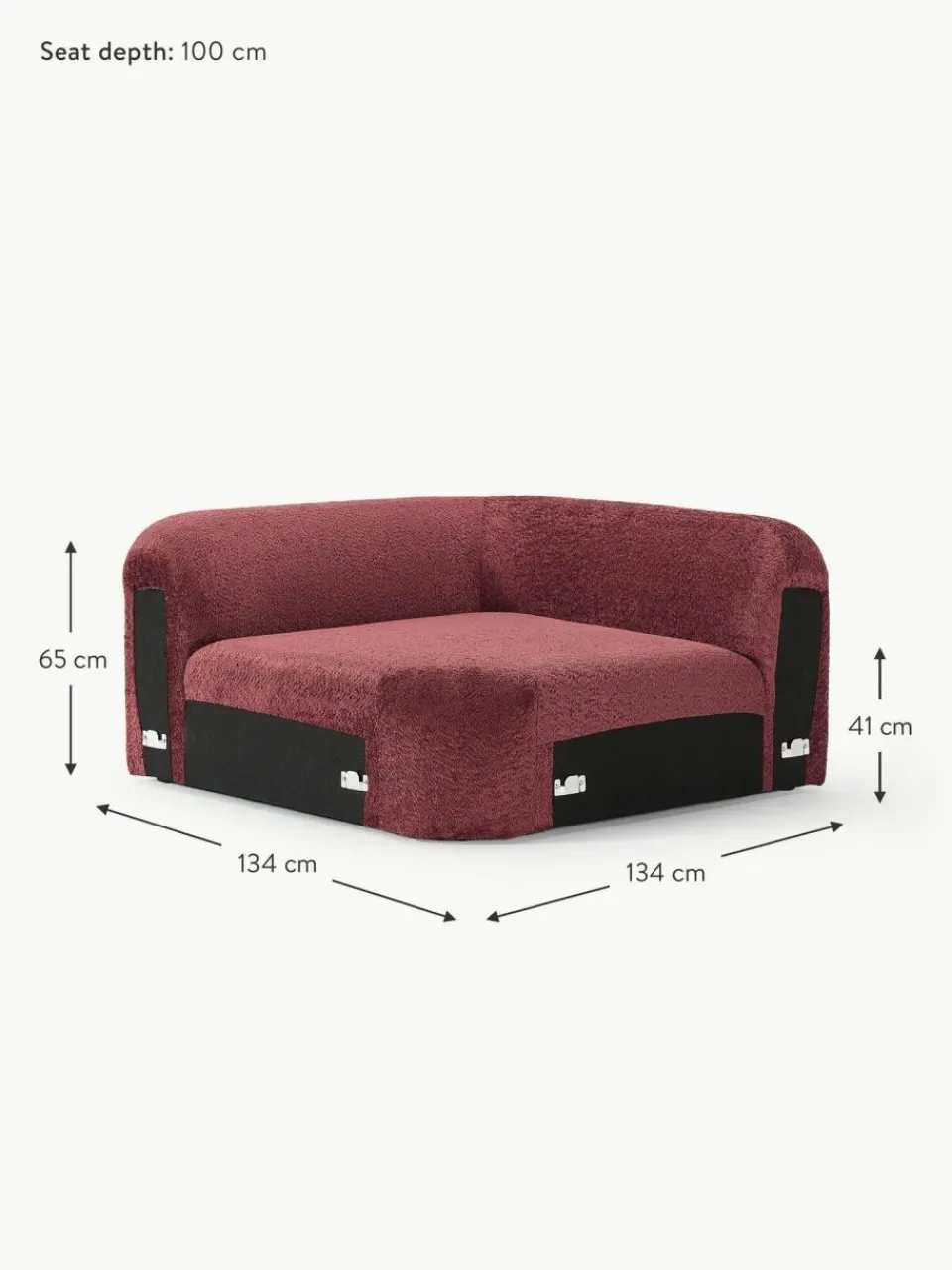 Westwing Collection Abgerundetes Eckmodul Wolke aus Teddy-Bouclé