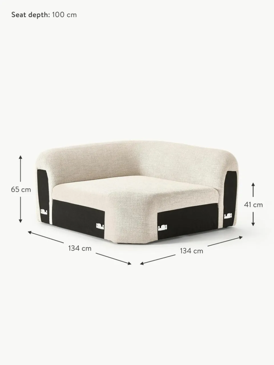 Westwing Collection Abgerundetes Eckmodul Wolke aus Bouclé