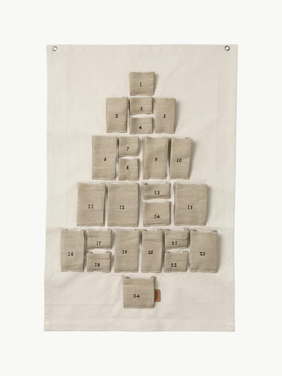 ferm LIVING Adventskalender Pine aus Baumwolle und Jute