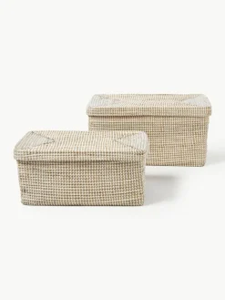 Westwing Collection Aufbewahrungsboxen Aleya aus Seegras mit Deckel, 2er-Set