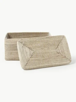 Westwing Collection Aufbewahrungsboxen Aleya aus Seegras mit Deckel, 2er-Set