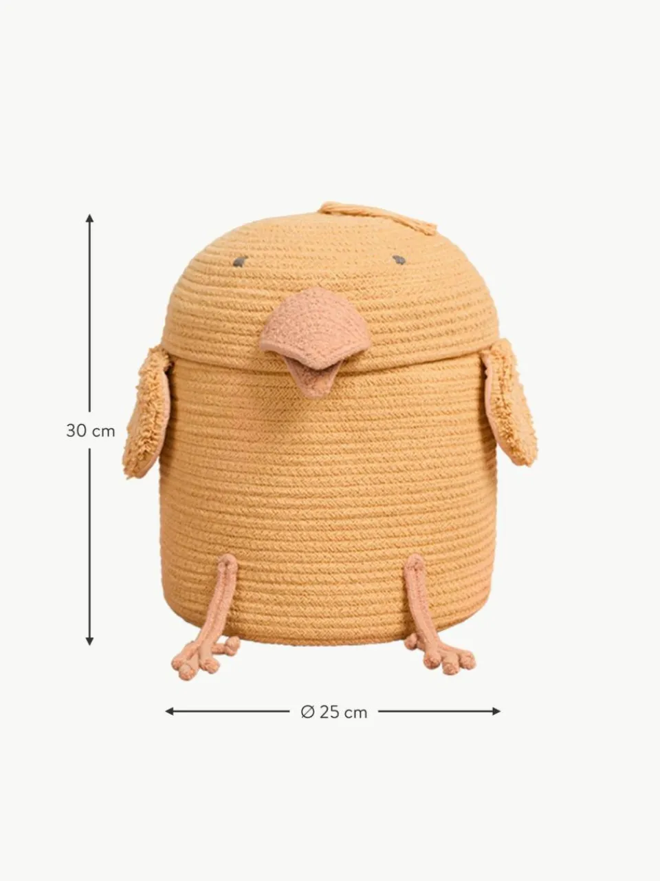 Kinder Lorena Canals Aufbewahrungskorb Charlie the Chicken mit Deckel, handgefertigt
