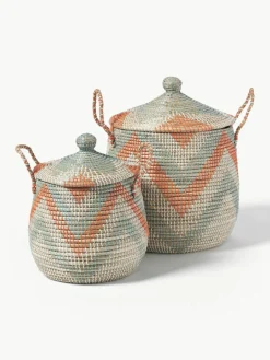 Westwing Collection Aufbewahrungskörbe Mija mit Deckel, 2er-Set
