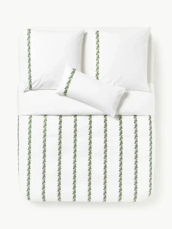 Westwing Collection Baumwoll-Bettdeckenbezug Evan mit Weihnachtsstickerei