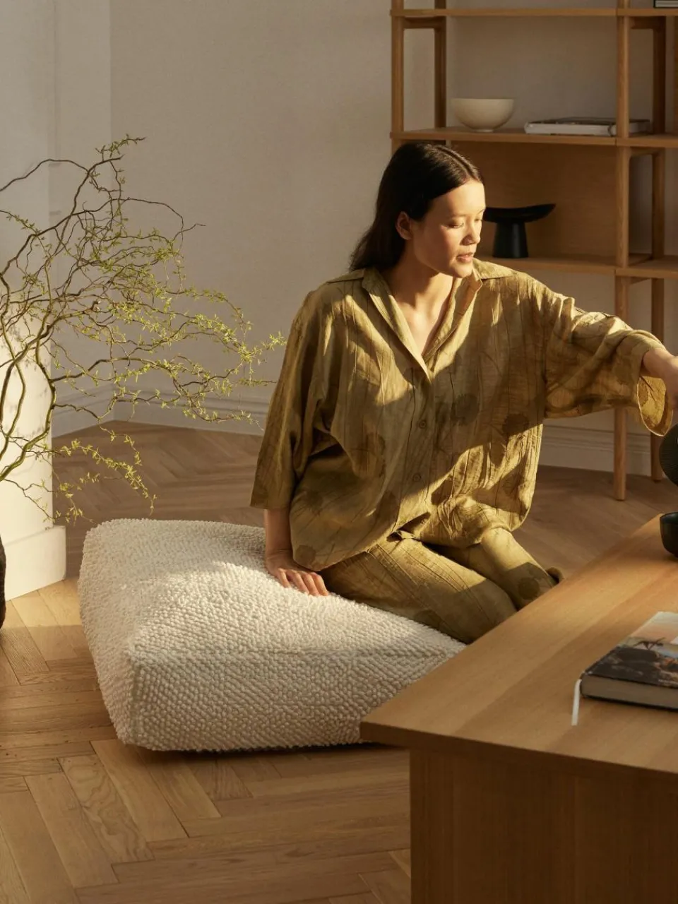 Westwing Collection Baumwoll-Bodenkissen Indi