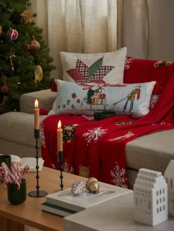 Westwing Collection Baumwolldecke Buddy mit winterlichem Motiv