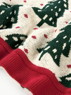 Westwing Collection Baumwolldecke Noeleen mit weihnachtlichem Motiv