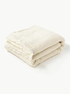 Westwing Collection Baumwoll-Tagesdecke Kailani mit Fransen