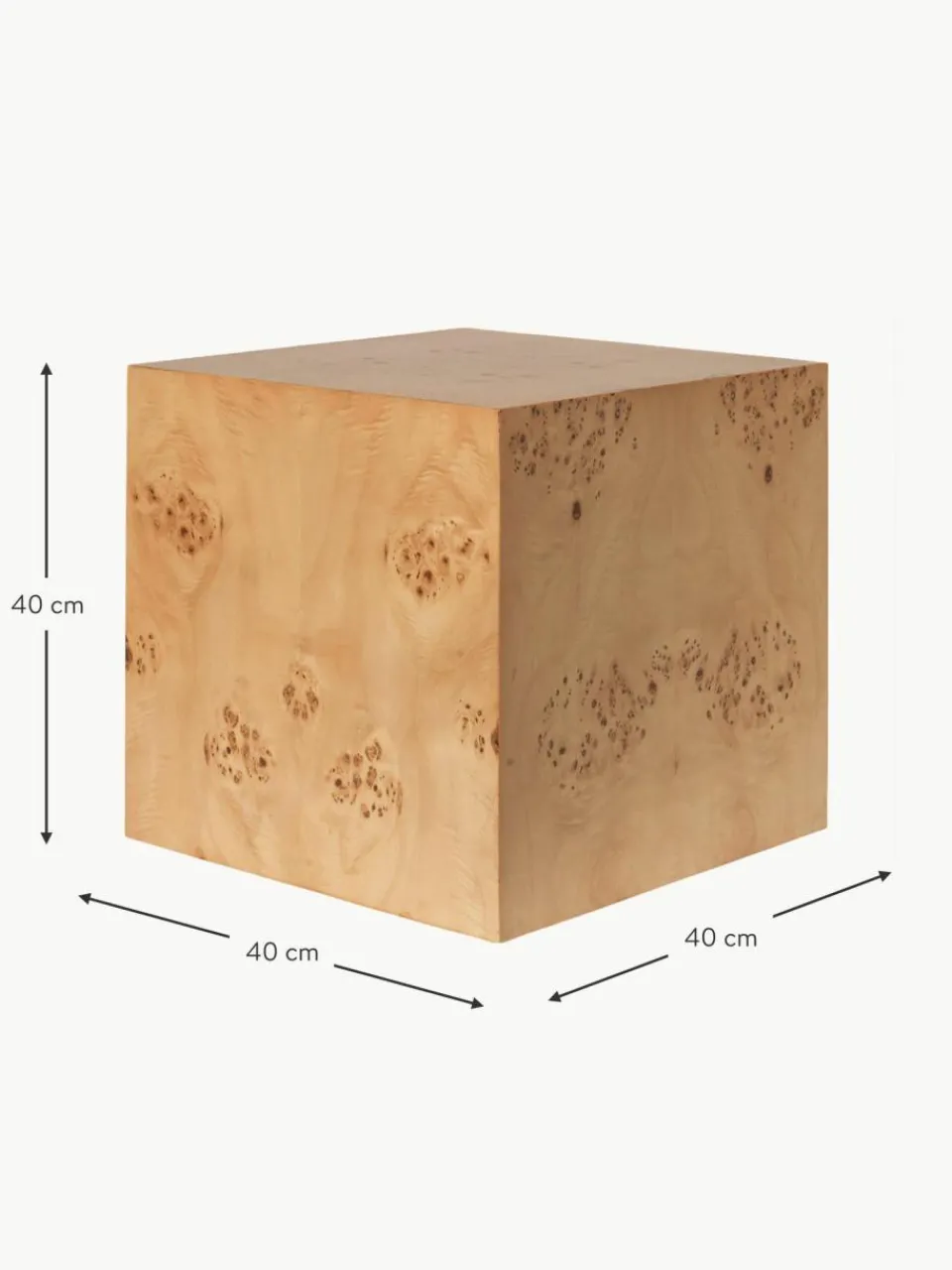ferm LIVING Beistelltisch Burl Cube aus Maserholz
