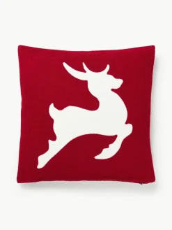 Westwing Collection Bestickte Kissenhülle Elysia mit Hirsch-Motiv