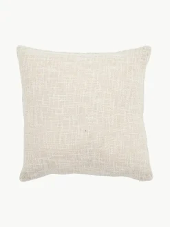Bloomingville Besticktes Baumwoll-Kissen Batley mit floralem Motiv