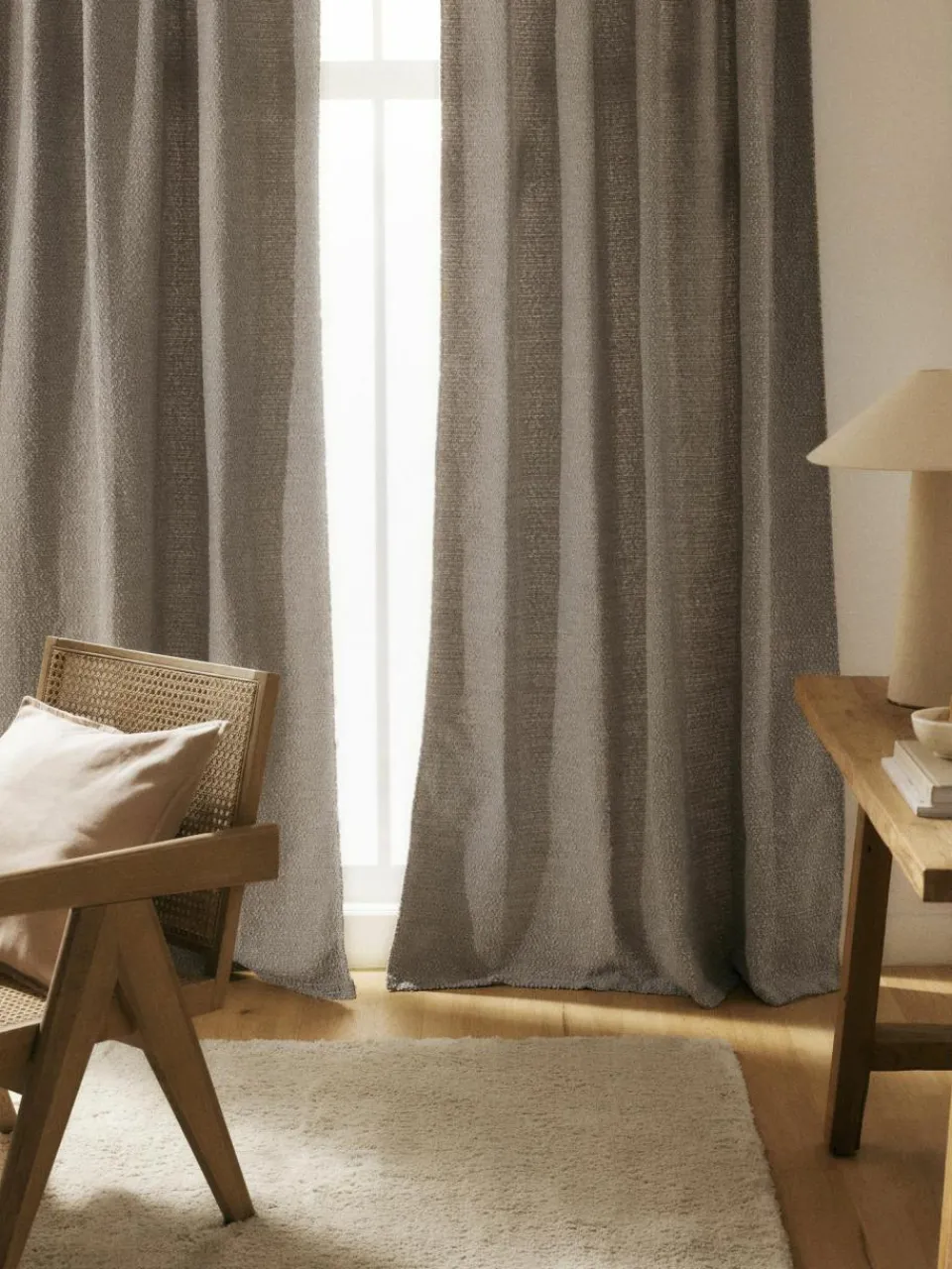 Westwing Collection Blickdichte Bouclé-Vorhänge Bellamie mit Tunnelsaum