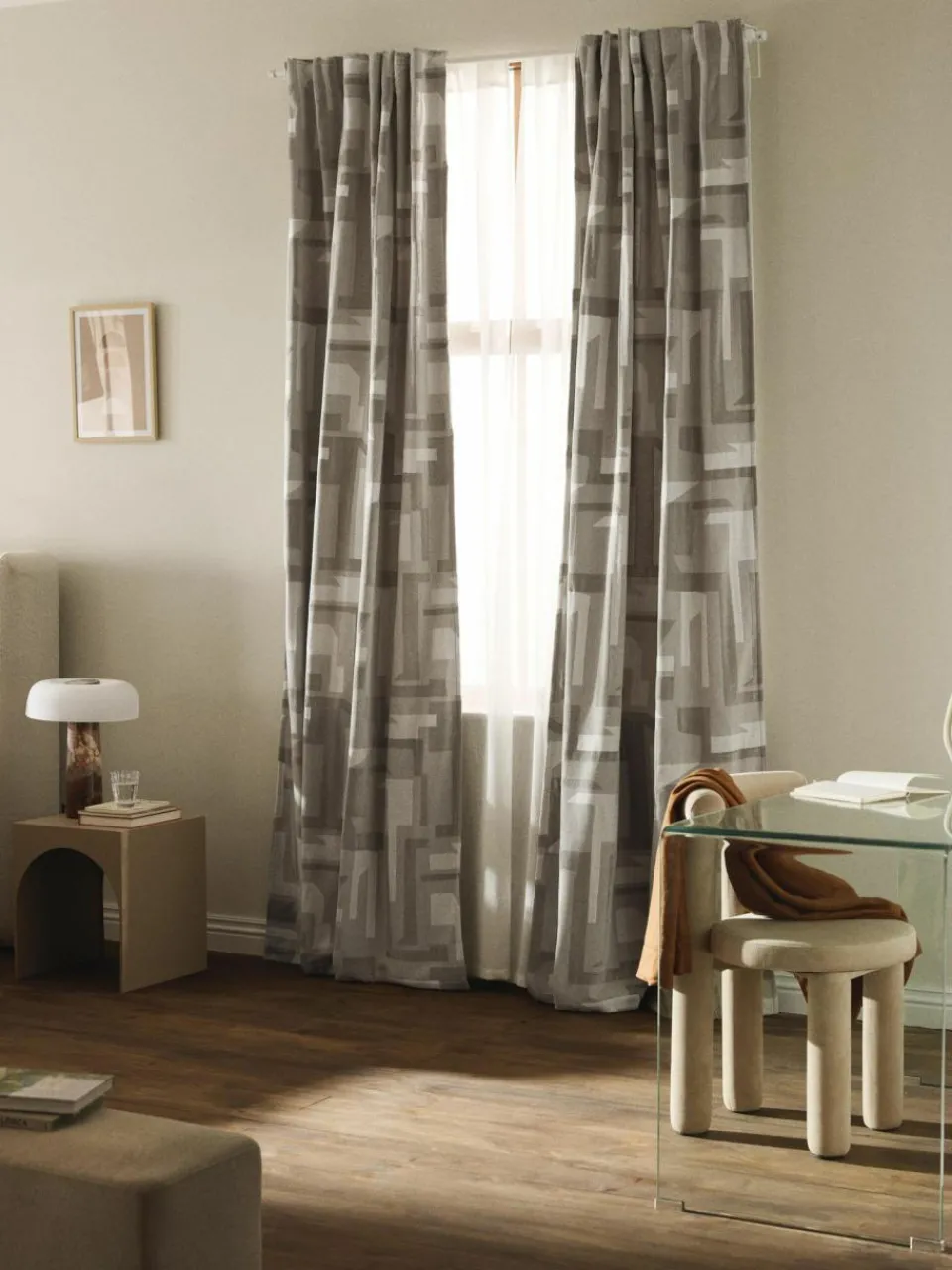 Westwing Collection Blickdichter Chenille-Vorhang Felice mit Schlaufenband, 2 Stück