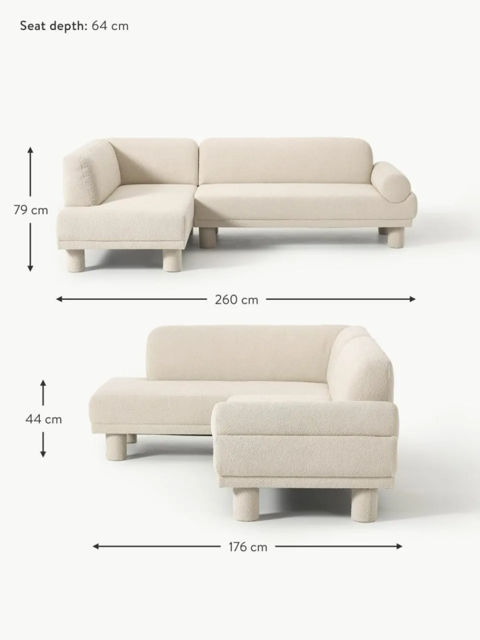 Westwing Collection Bouclé-Ecksofa Lilo