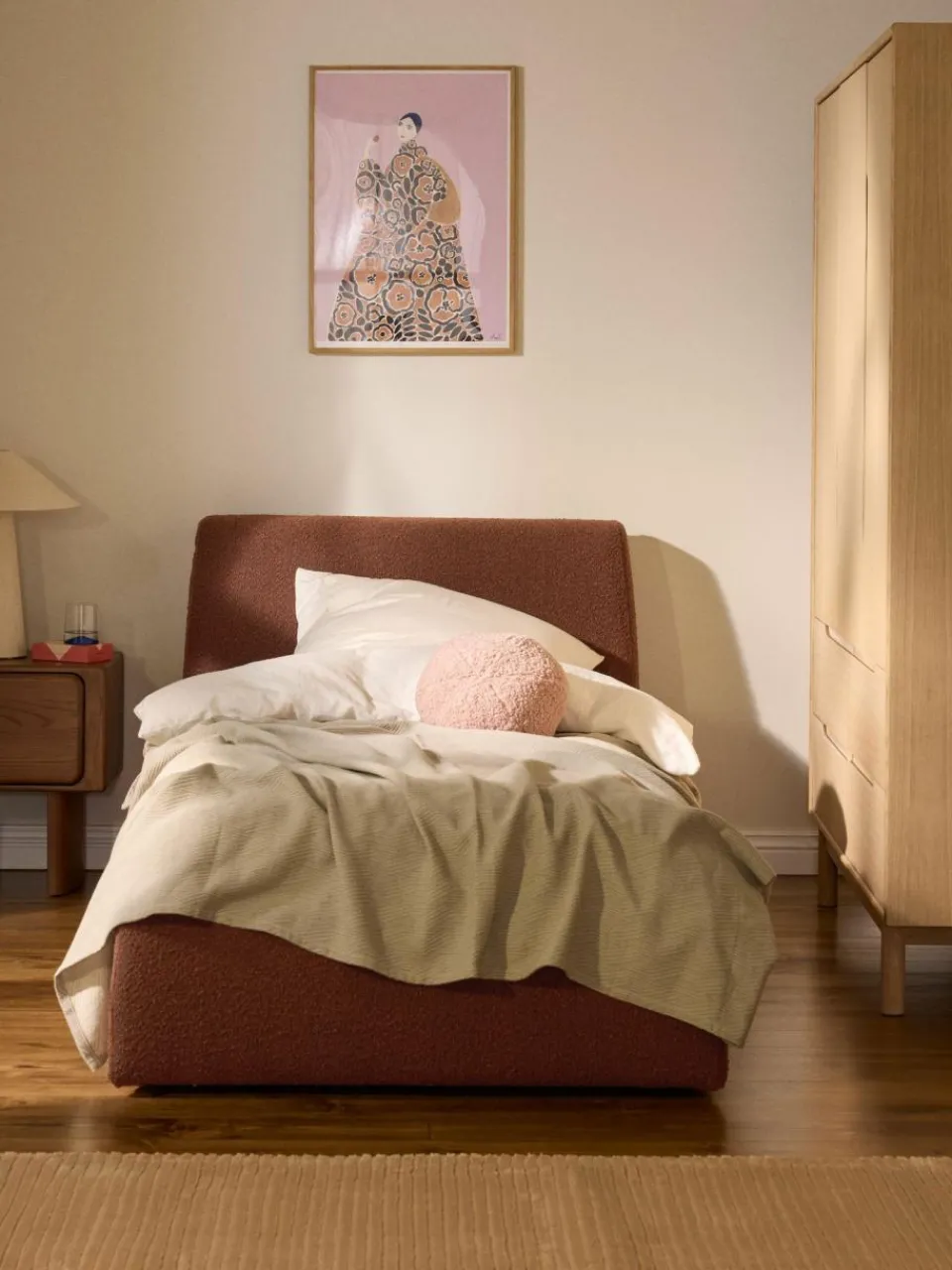 Westwing Collection Bouclé-Einzelbett Cloud