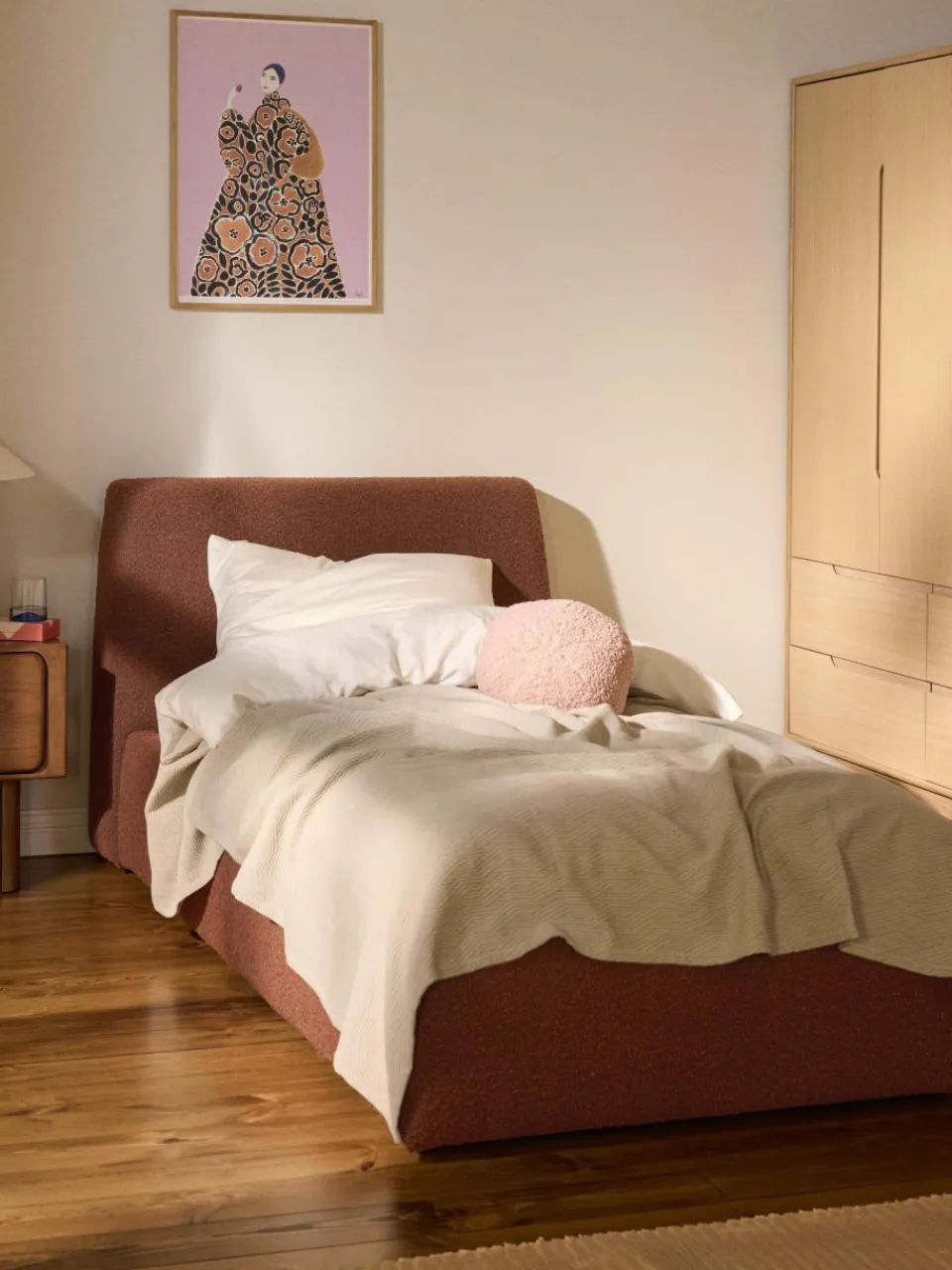 Westwing Collection Bouclé-Einzelbett Cloud