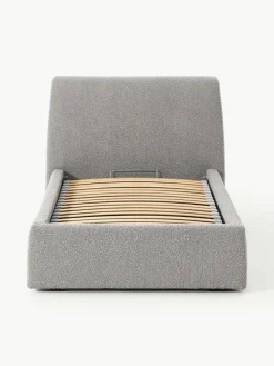Westwing Collection Bouclé-Einzelbett Cloud mit Stauraum