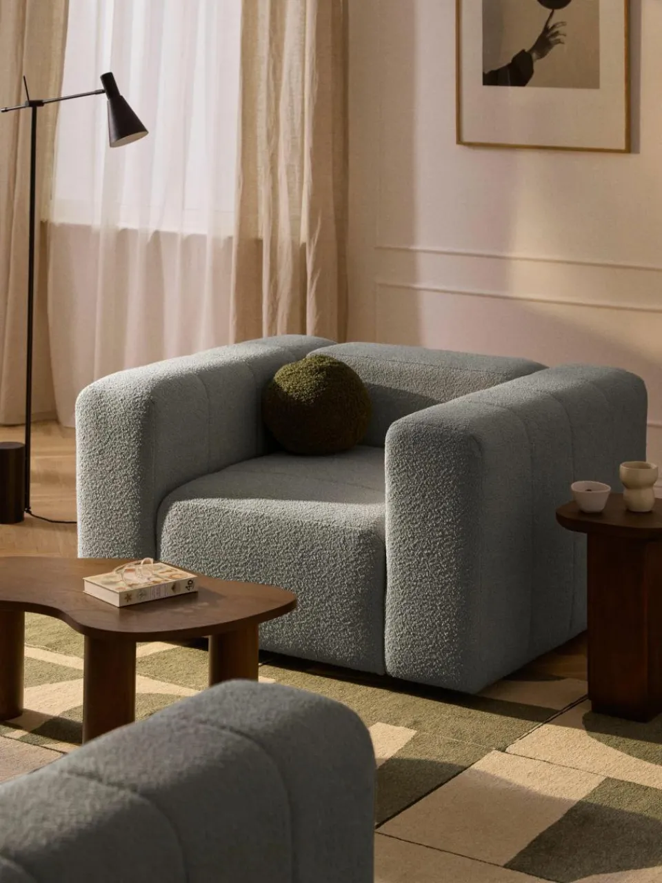 Westwing Collection Bouclé-Loungesessel Lena