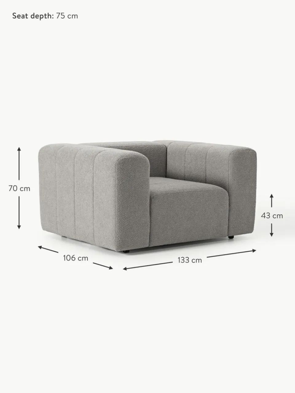 Westwing Collection Bouclé-Loungesessel Lena