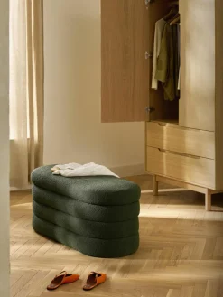 Westwing Collection Bouclé-Polsterbank Alto mit Stauraum