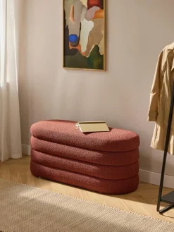 Westwing Collection Bouclé-Polsterbank Alto mit Stauraum