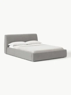 Westwing Collection Bouclé-Polsterbett Cloud mit Stauraum