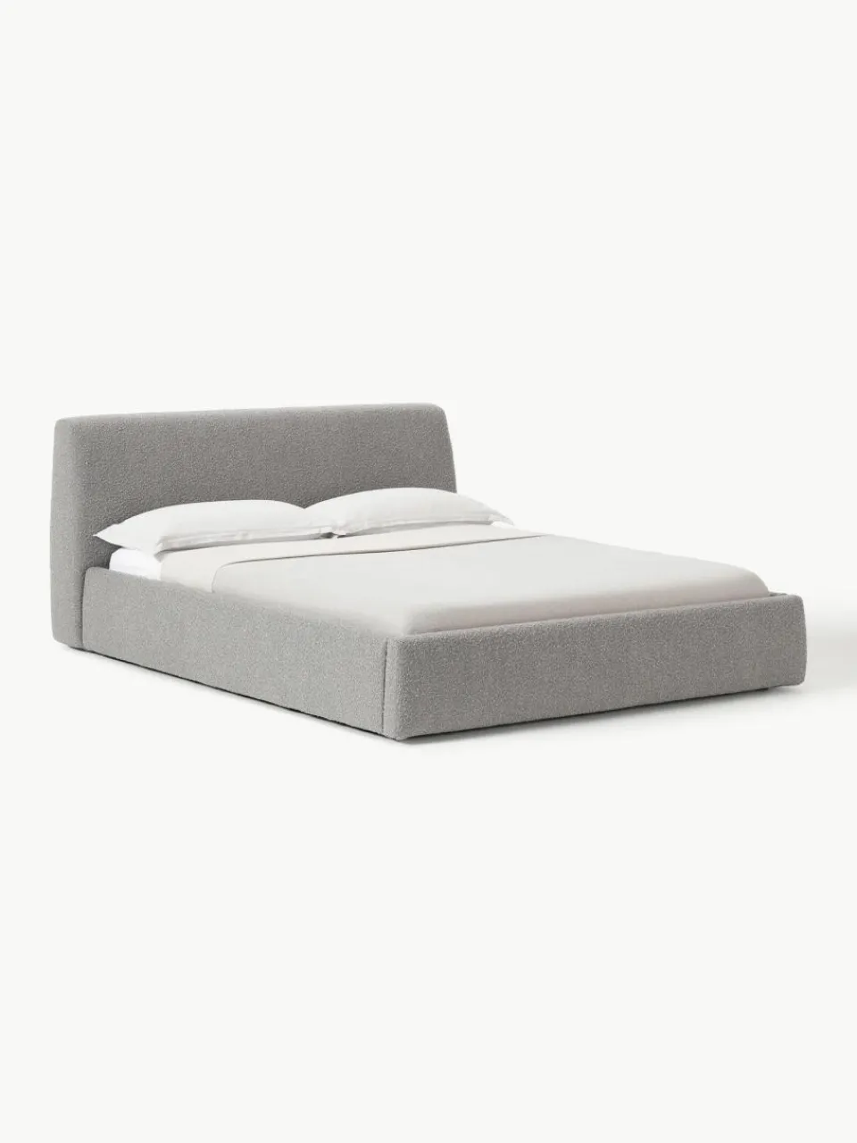 Westwing Collection Bouclé-Polsterbett Cloud mit Stauraum