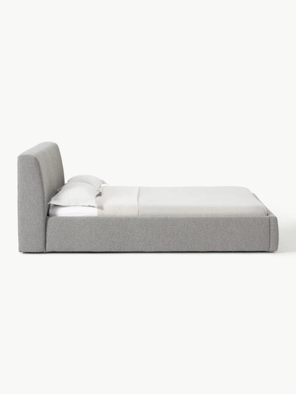 Westwing Collection Bouclé-Polsterbett Cloud mit Stauraum