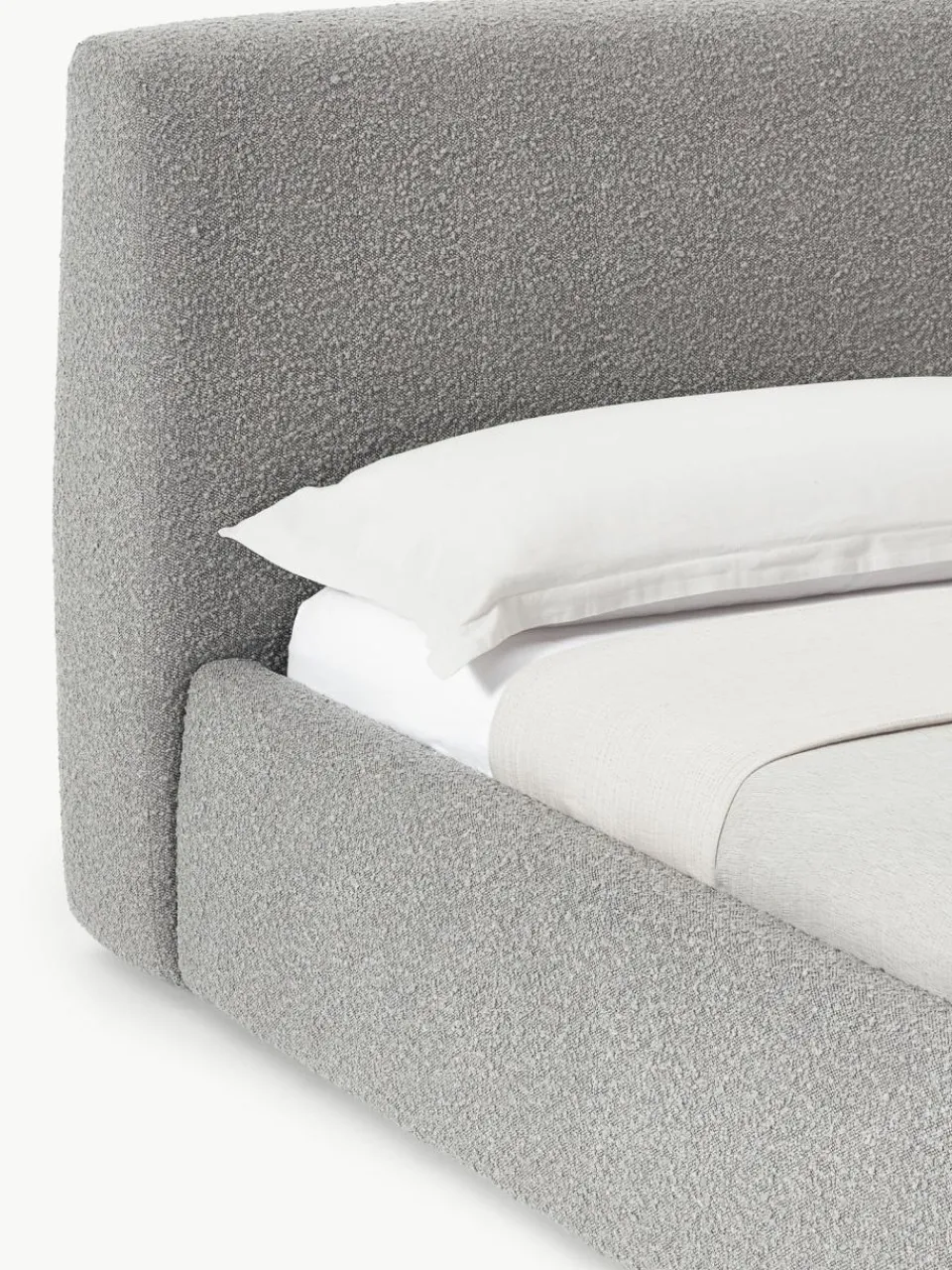 Westwing Collection Bouclé-Polsterbett Cloud mit Stauraum