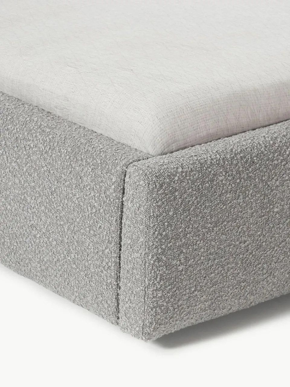 Westwing Collection Bouclé-Polsterbett Cloud mit Stauraum