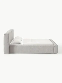 Westwing Collection Bouclé-Polsterbett Lennon mit Stauraum