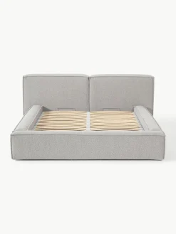 Westwing Collection Bouclé-Polsterbett Lennon mit Stauraum