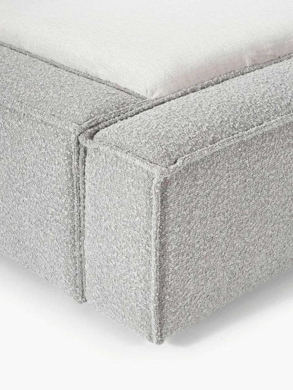 Westwing Collection Bouclé-Polsterbett Lennon mit Stauraum