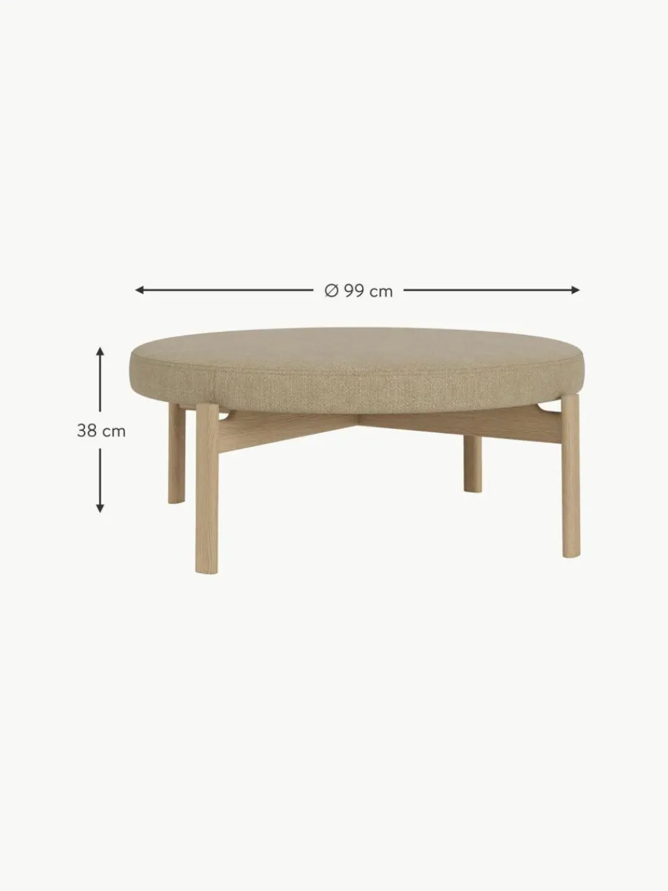 Audo Copenhagen Bouclé-Pouf Passage aus Eichenholz