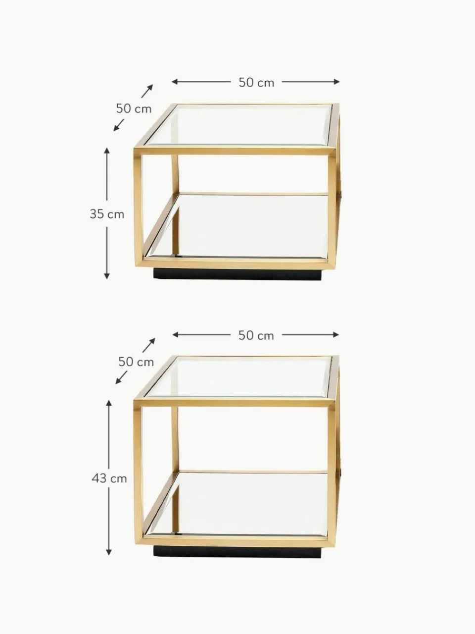 Kare Design Couchtische Luigi mit Spiegel-Böden, 4er-Set