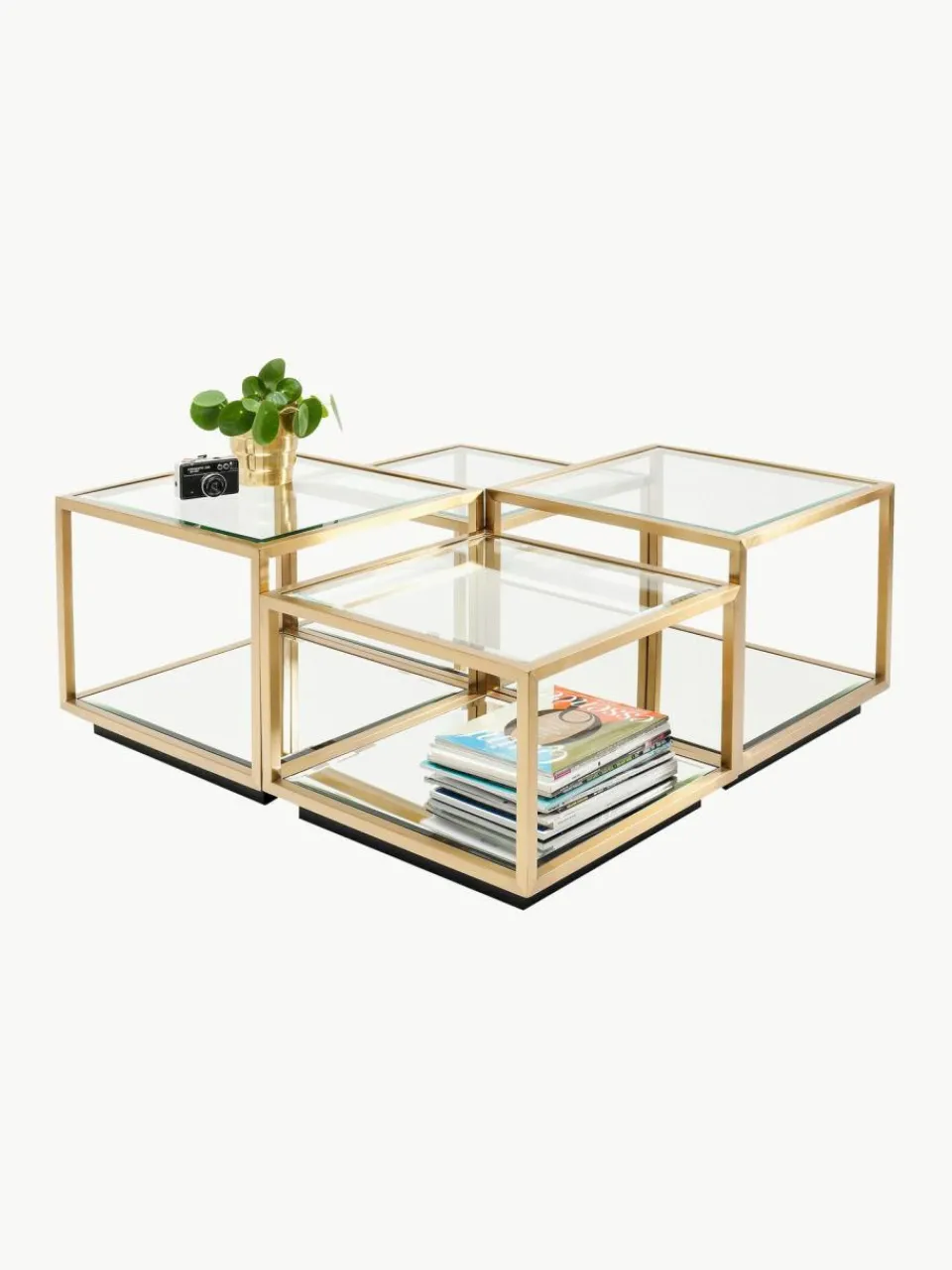 Kare Design Couchtische Luigi mit Spiegel-Böden, 4er-Set