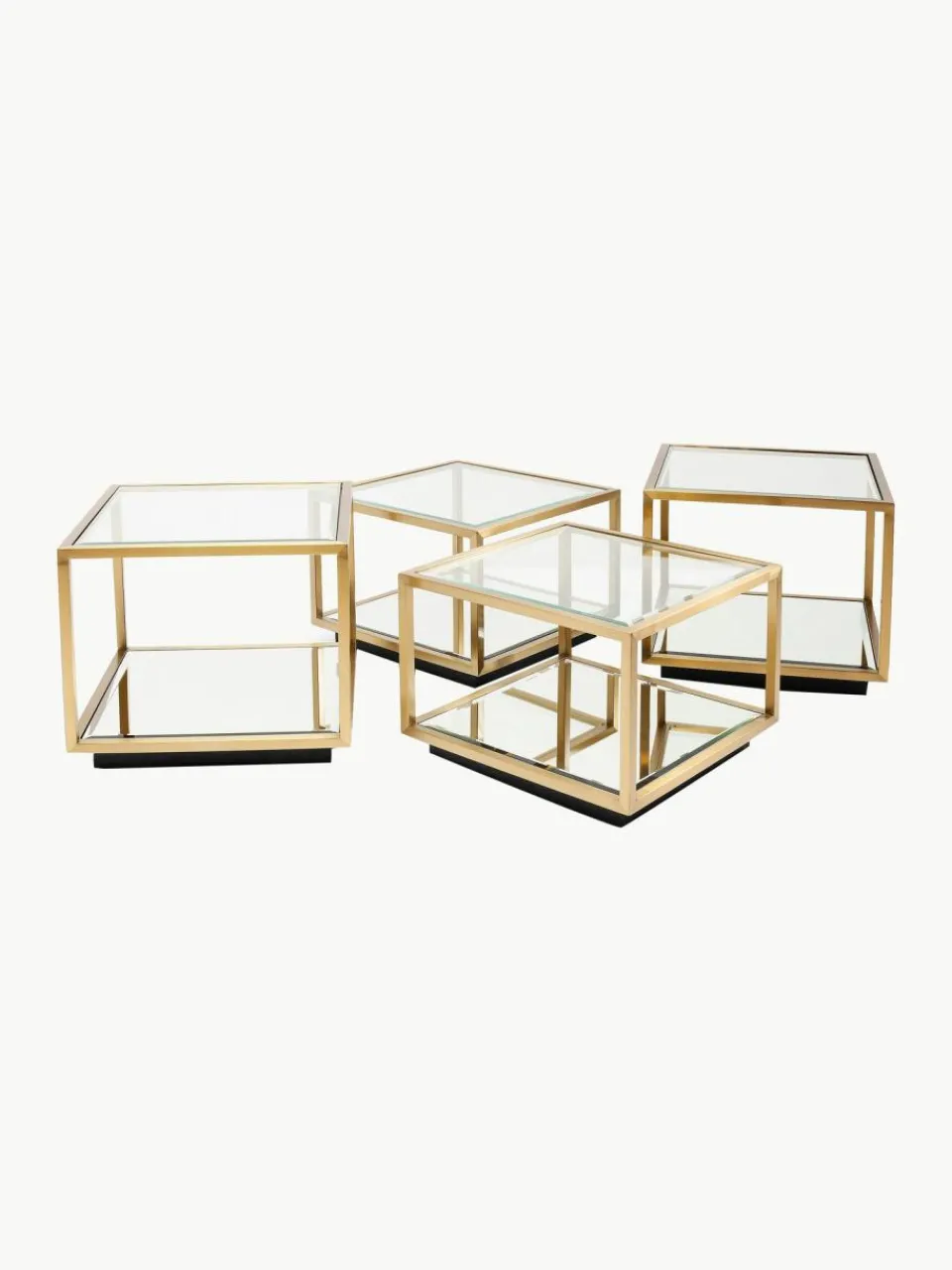 Kare Design Couchtische Luigi mit Spiegel-Böden, 4er-Set