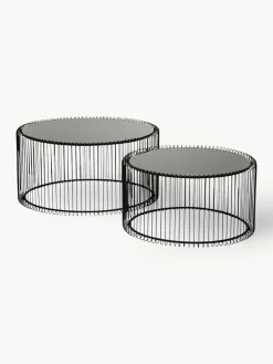 Kare Design Couchtische Wire mit Glasplatte, 2er-Set