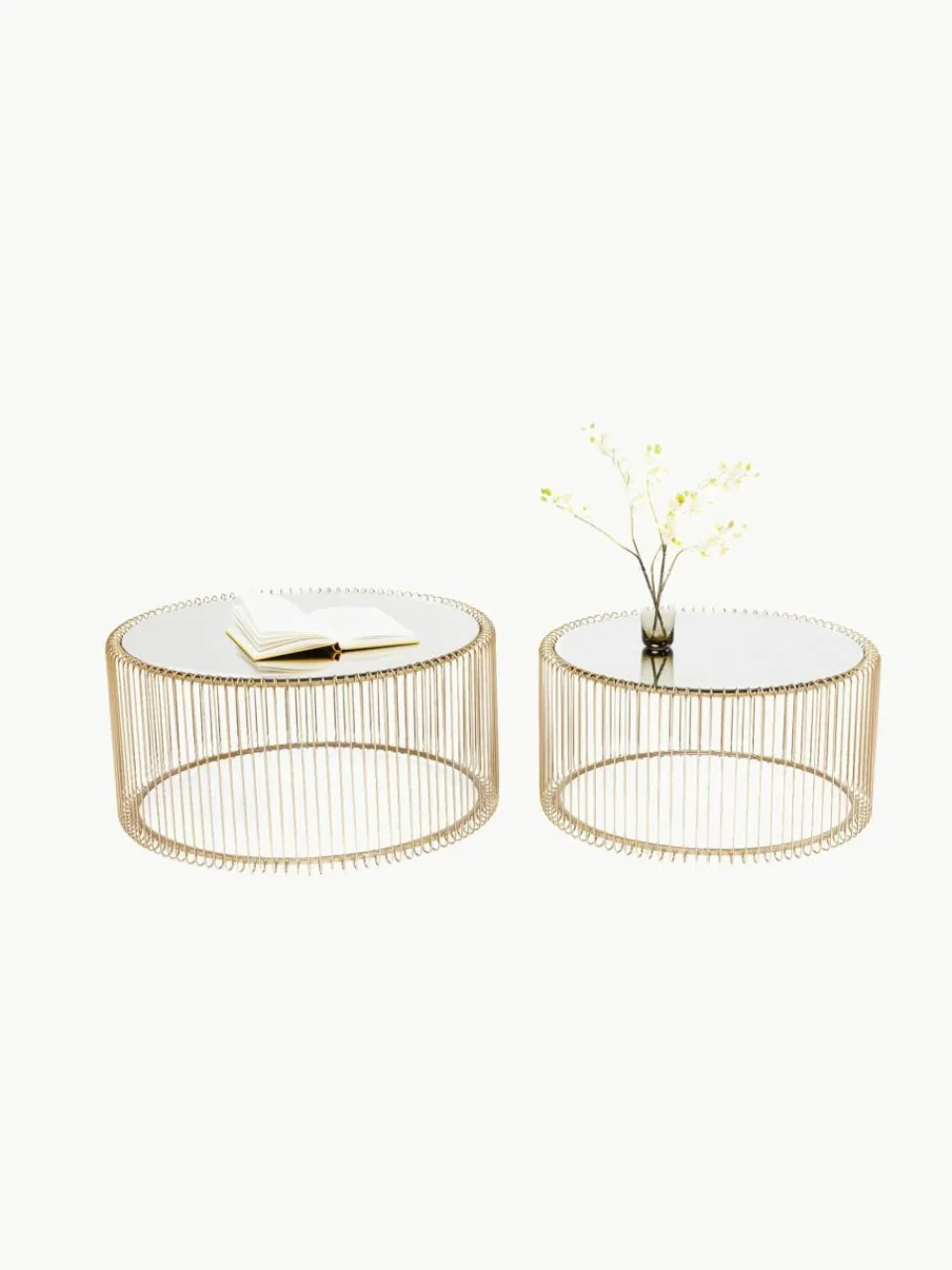 Kare Design Couchtische Wire mit Glasplatte, 2er-Set