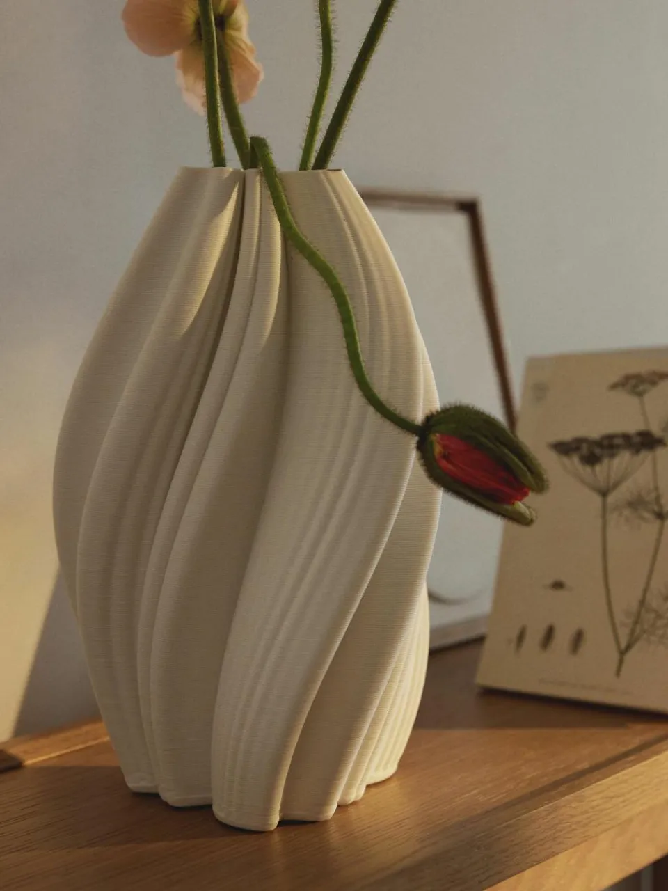 Westwing Collection 3D gedruckte Vase Melody aus Porzellan, H 29 cm