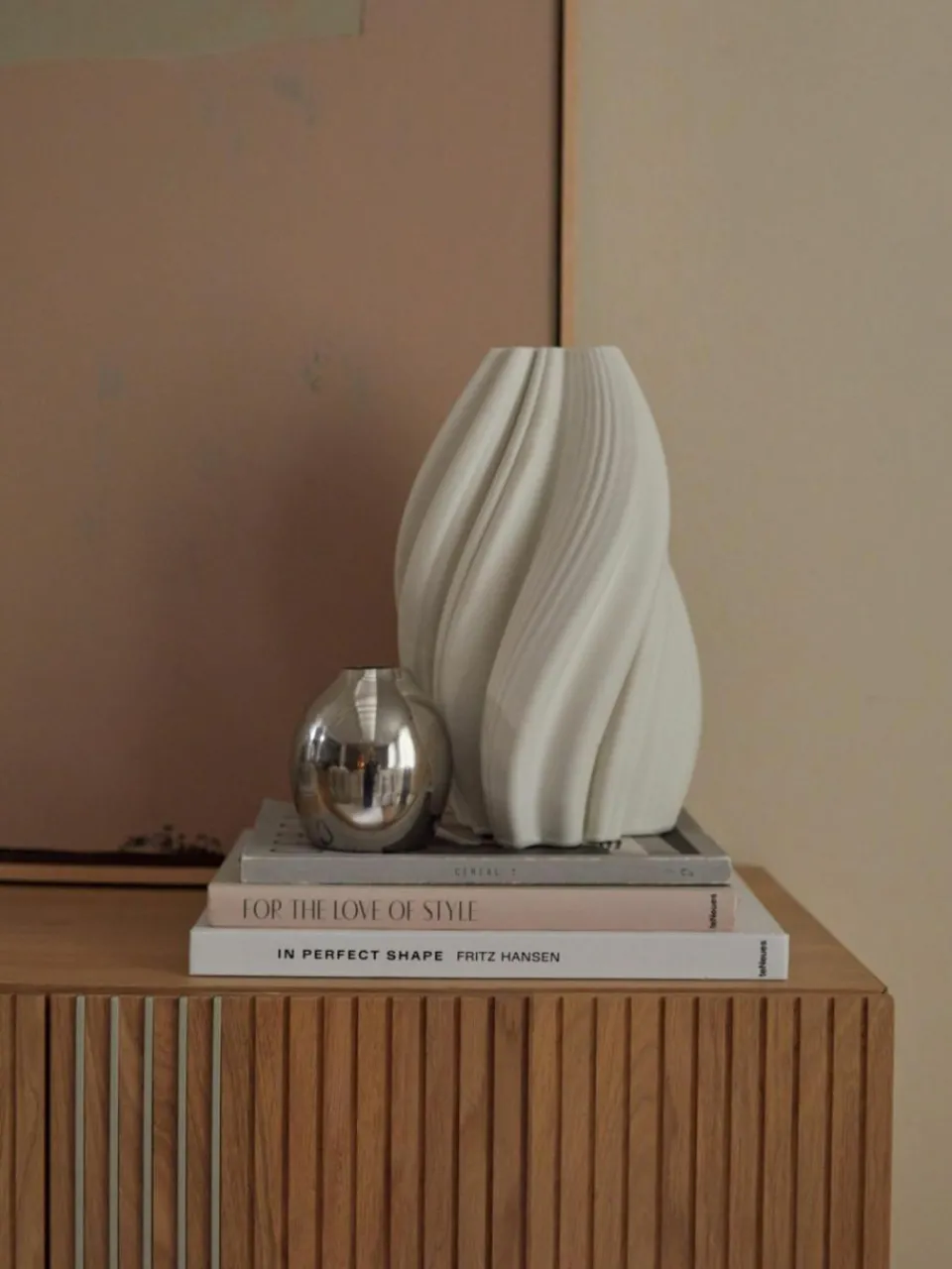Westwing Collection 3D gedruckte Vase Melody aus Porzellan, H 29 cm