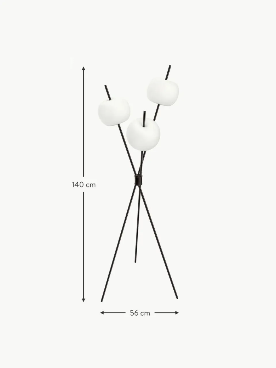 kdln Dimmbare Tripod Stehlampe Kushi, mundgeblasen