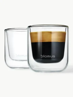Blomus Doppelwandige Glas-Espressobecher Nero, 2 Stück