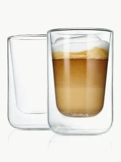Blomus Doppelwandige Glas-Kaffeebecher Nero, 2 Stück
