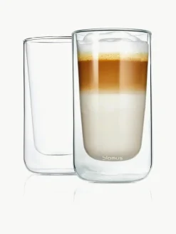 Blomus Doppelwandige Glas-Kaffeebecher Nero, 2 Stück